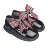 H975: Baby Girls Red Tartan Bow Hard Soled Shoe (Shoe Sizes: 3-6)